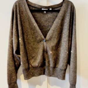 ALC Metallic V-Neck Women's Sweater Cardigan - Shimmering Brown NWOT